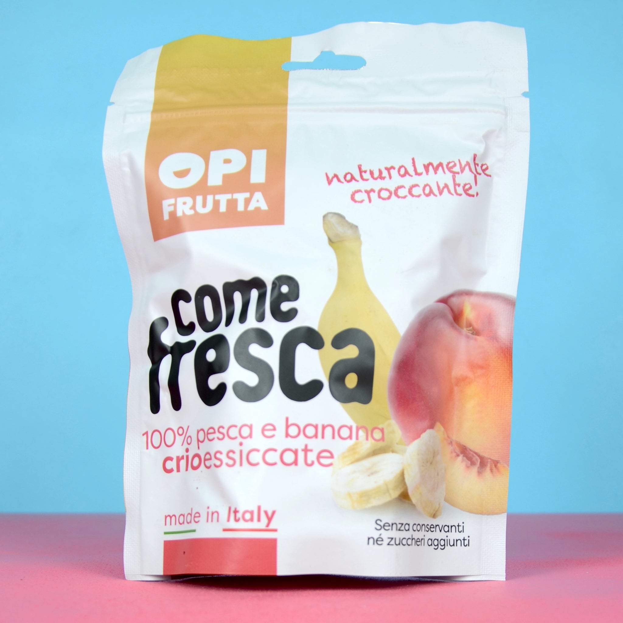 Pesca e banana crioessiccate Opi Frutta - 21 g